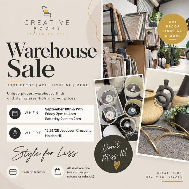 Calling all homewares, décor & lifestyle lovers ✨Our Ex-Display Warehouse Sale is packed with artwork, lighting, décor, furniture and styling pieces, all ready to go at warehouse prices.Come early, find your favourites & grab a bargain before they’re gone! 🛍️ #TeaTreeGully #Adelaide #AdelaideSale #WarehouseSale #adelaideshopping