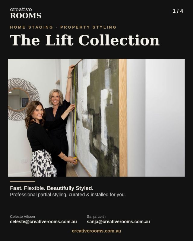 The Lift Collection has landed.Tough market, tighter budgets — we hear you. So we built three ways to lift your listing without blowing the reno budget.🖤 **The Essential Room** — one room, maximum impact
🖤 **The Signature Rooms** — living + master, our most-booked
🖤 **The Showstopper Rooms** — living + master + one extra area, full impactSoft styling essentials - cushions, throws, bedding, rugs, art, lamps, greenery and decor. Need a furniture piece too? Easy, we can add that in for a little extra.One thing we won’t budge on: as much as we adore a good paw print, we don’t do partial styling in homes with pets underfoot. Our pieces need a fighting chance at staying photo-ready.Book in and let’s get your listing staged to sell 🤍#TheLiftCollection #CreativeRooms #StagedToSell #AdelaideHomeStaging #PropertyStyling AdelaideRealEstate